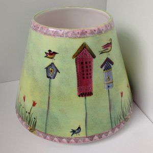 Yankee Candle Large Candle Shade Birds Birdhouses Flowers Tulip Ellen Macleod 5"